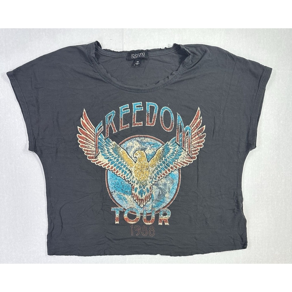 La La Land Freedom Tour 1968 Eagle Graphic Crop T-Shirt Women's Medium